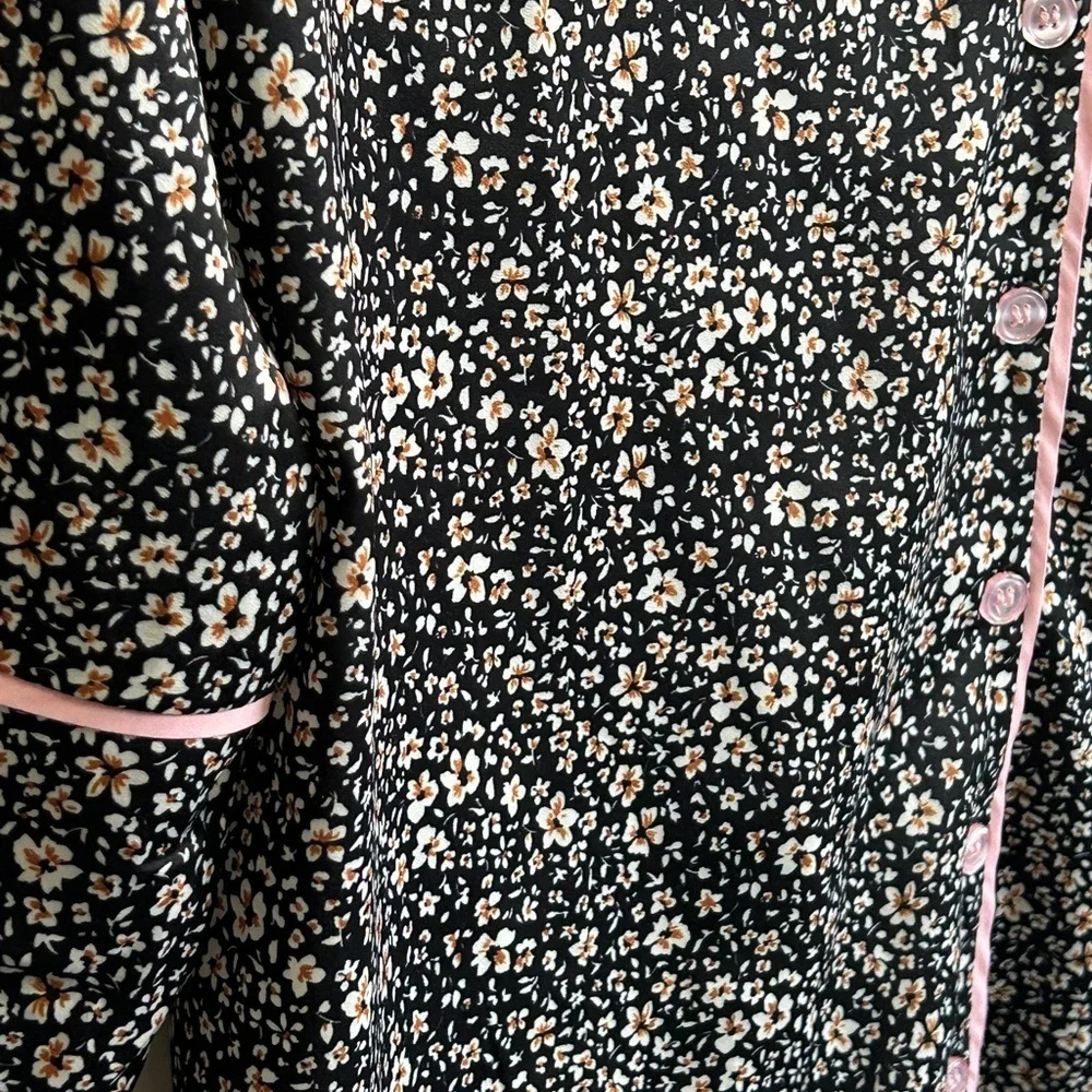 Summersalt Soft Charmeuse Cloud 9 size M boyfriend sleep shirt. Black and white - Picture 7 of 10